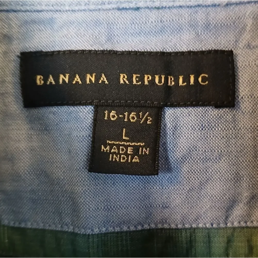 BANANA REPUBLIC Button Down Plaid Dress Shirt Men's Size Large